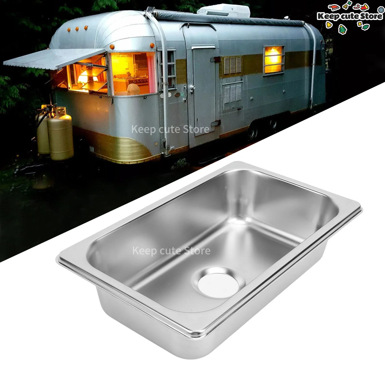 RV 304 évier inox cuisine rectangulaire lavabo à main évier avec sortie d'égout 40mm pour bateau caravane Yachts bateaux – Image 2