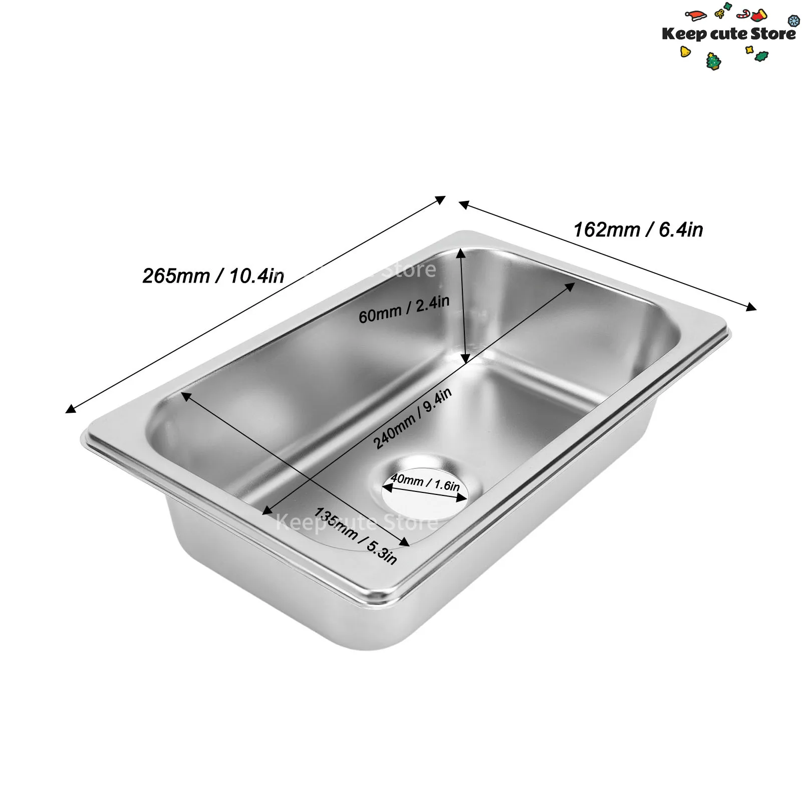 RV 304 évier inox cuisine rectangulaire lavabo à main évier avec sortie d'égout 40mm pour bateau caravane Yachts bateaux – Image 5